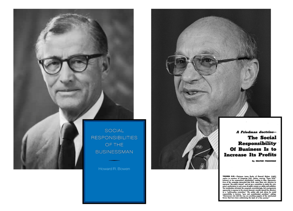 portraits of Howard Bowen and Milton Friedman (linked Image Description available)
