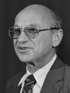 A portrait of economist Milton Friedman